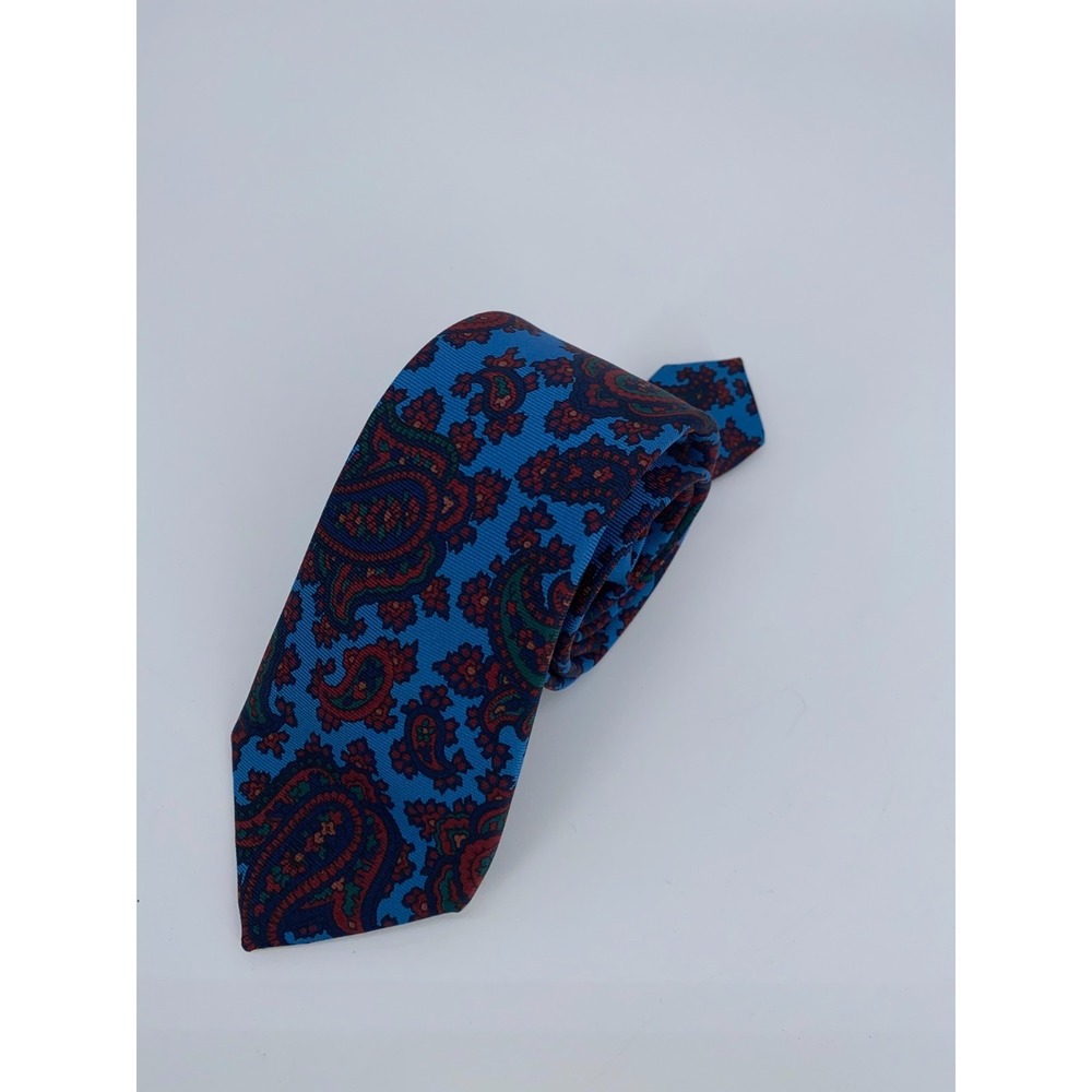 Eton Tie Mens Blue Multicolor Paisley Silk Classic Luxury Necktie England Made